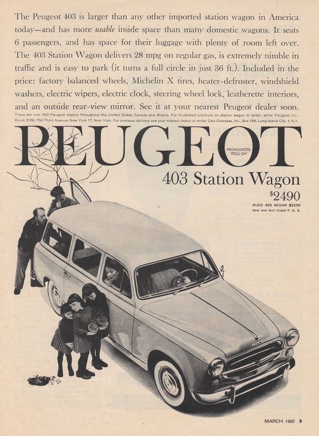 PEUGEOT 403, 404 et 304 américaines - Les débuts de l'aventure du lion au pays de l'oncle Sam.